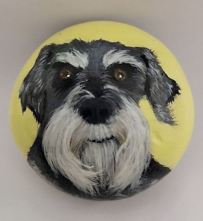 Mini Schnauzer painted on stone